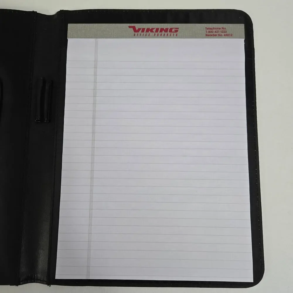 Classic Business Executive Padfolio Padded Faux Leather Black 10 x 13